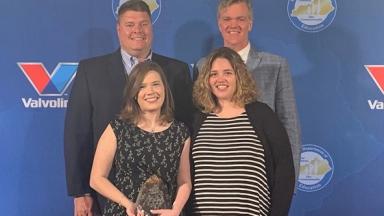 Erin Ball with Kentucky Teacher of the Year Award