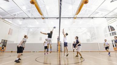 Guys Playing Volleyball