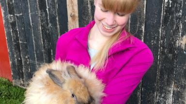 Claudia Brefeld with a rabbit