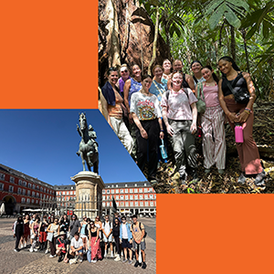 Image of Dr. Tracy Livingston in Belize with Students in the Summer of 2026. And Dr. Abraham Prades in Spain with students in the summer of 2026.